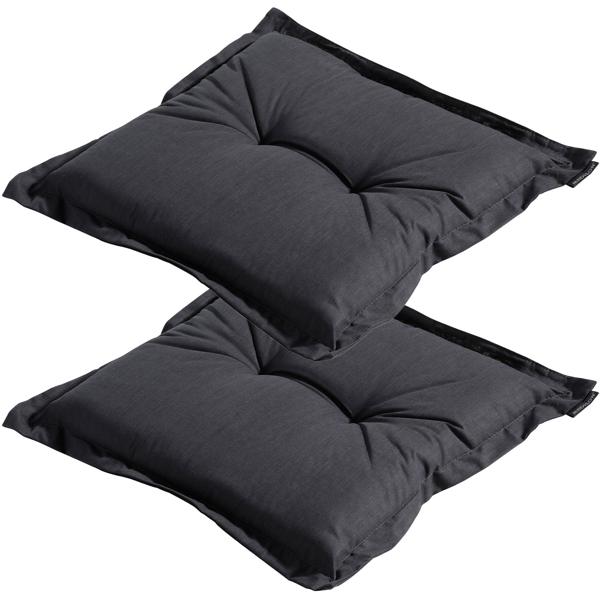 2er-Set Garten Sitzkissen 50x50 cm Schwarz - 7cm dicke Stuhlauflagen mit UV-Schutz - Bequeme SG-20 Füllung - Modernes Design ohne Bänder - Baumwoll-Mix