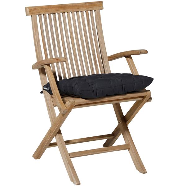 Lot de 2 coussins de chaise matelassés 46 x 46 cm noirs – Coussins d’assise confortables pour chaises de cuisine et de jardin – Épaisseur 8 cm – Protection UV – Avec liens de fixation