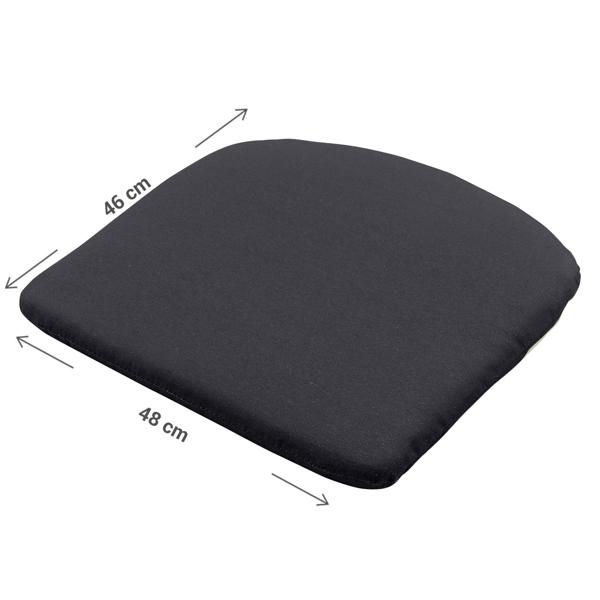 Lot de 2 coussins de chaise 46 x 48 cm noir – coussins d’assise confortables pour chaises de salle à manger et de jardin – épaisseur 4,5 cm – protection UV – avec liens de fixation – garnissage SG-20