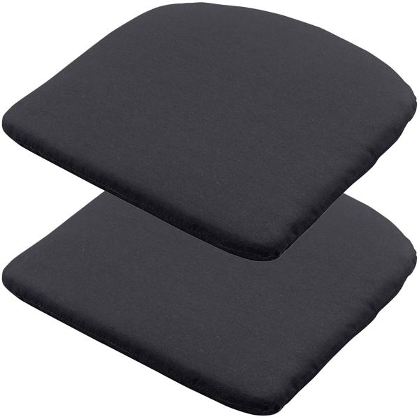 Lot de 2 coussins de chaise 46 x 48 cm noir – coussins d’assise confortables pour chaises de salle à manger et de jardin – épaisseur 4,5 cm – protection UV – avec liens de fixation – garnissage SG-20