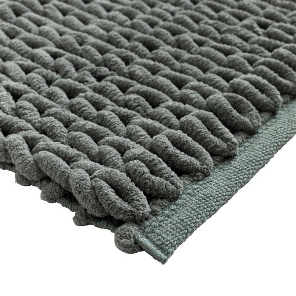 Tapis de bain premium 80x50 cm vert cèdre – tapis de douche moelleux au look tricot en relief – tapis de bain antidérapant en mélange de coton