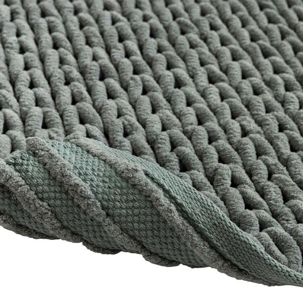 Tapis de bain premium 80x50 cm vert cèdre – tapis de douche moelleux au look tricot en relief – tapis de bain antidérapant en mélange de coton