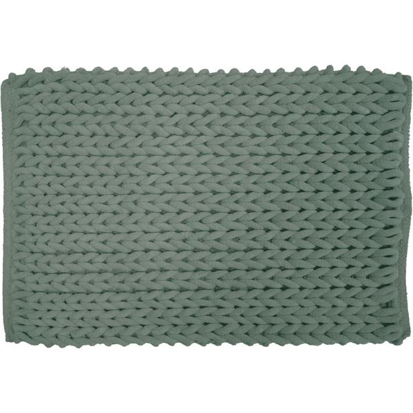 Tapis de bain premium 80x50 cm vert cèdre – tapis de douche moelleux au look tricot en relief – tapis de bain antidérapant en mélange de coton