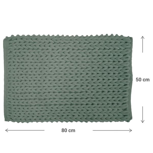 Tapis de bain premium 80x50 cm vert cèdre – tapis de douche moelleux au look tricot en relief – tapis de bain antidérapant en mélange de coton