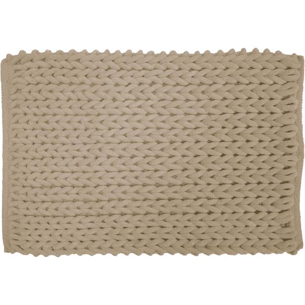 Tapis de bain premium 80x50 cm sable – tapis de douche moelleux aspect tricot en relief – tapis de bain antidérapant en mélange de coton