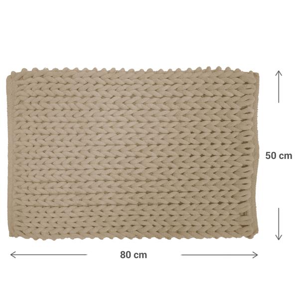 Tapis de bain premium 80x50 cm sable – tapis de douche moelleux aspect tricot en relief – tapis de bain antidérapant en mélange de coton