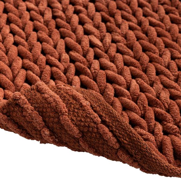Tapis de bain premium 80x50 cm terracotta – tapis de douche moelleux look tricot en relief – tapis de bain antidérapant en mélange de coton