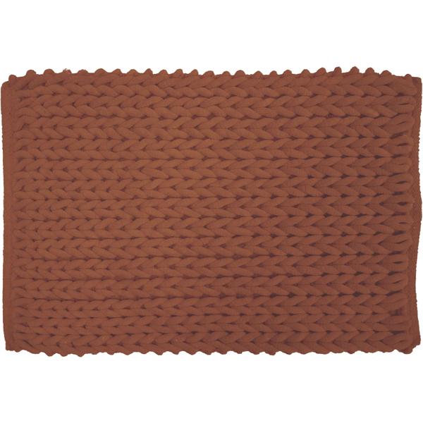 Tapis de bain premium 80x50 cm terracotta – tapis de douche moelleux look tricot en relief – tapis de bain antidérapant en mélange de coton