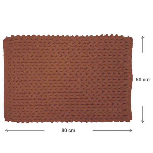 Tapis de bain premium 80x50 cm terracotta – tapis de douche moelleux look tricot en relief – tapis de bain antidérapant en mélange de coton
