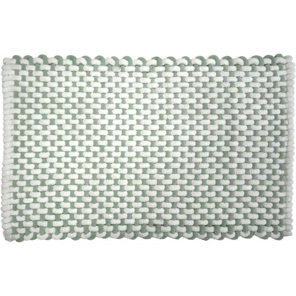 Tapis de bain 80x50 cm vert-blanc – tapis de douche doux en tissu chenille à effet maille – tapis de bain antidérapant avec part de coton