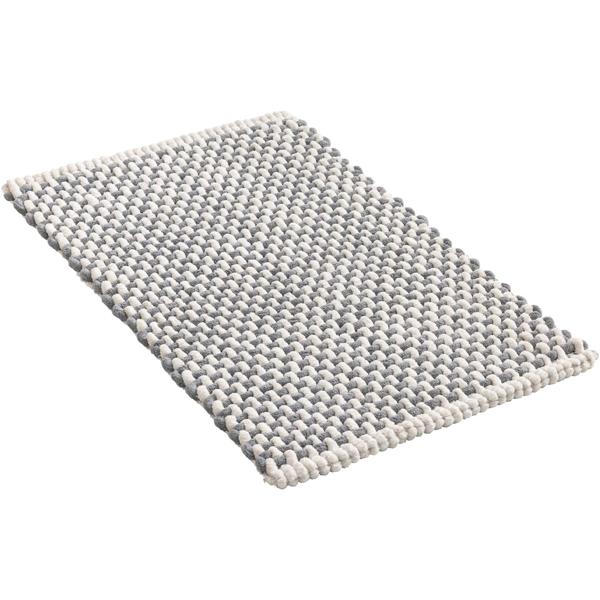 Tapis de bain 80x50 cm gris-blanc - tapis de douche doux en tissu chenille au look tricot - tapis de bain antiglisse avec part de coton