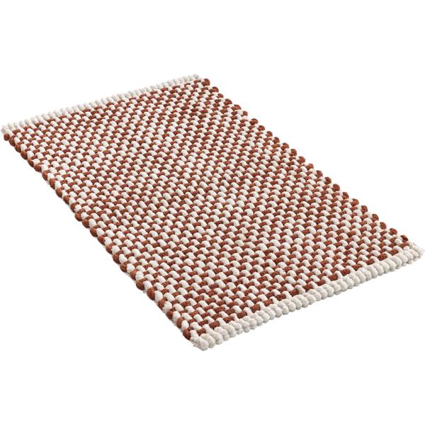 Tapis de bain 80x50 cm terracotta-blanc – tapis de douche doux en chenille au look tricot – tapis de bain antidérapant avec part de coton