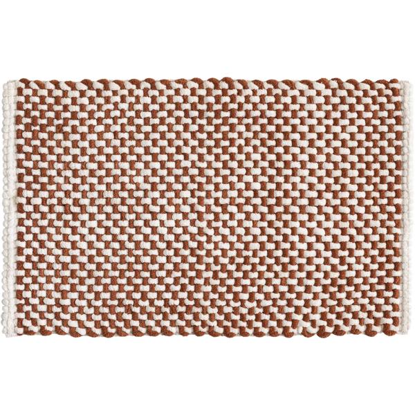 Tapis de bain 80x50 cm terracotta-blanc – tapis de douche doux en chenille au look tricot – tapis de bain antidérapant avec part de coton