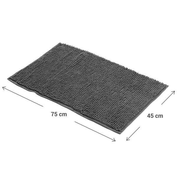 Tapis de salle de bains moelleux 75x45 cm anthracite – tapis de douche antidérapant avec texture douce en microfibre