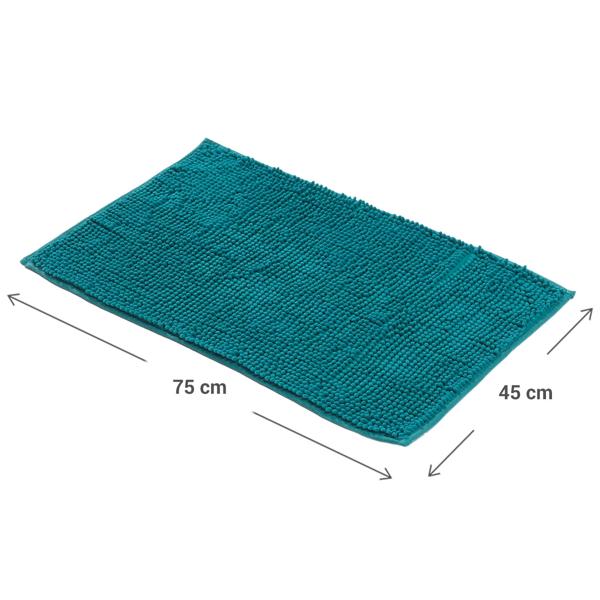Tapis de salle de bains moelleux 75x45 cm vert émeraude – tapis de douche antidérapant avec texture en microfibre douce