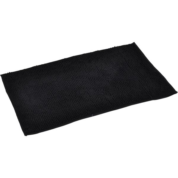 Tapis de salle de bains moelleux 75 x 45 cm noir – tapis de douche antidérapant avec texture douce en microfibre