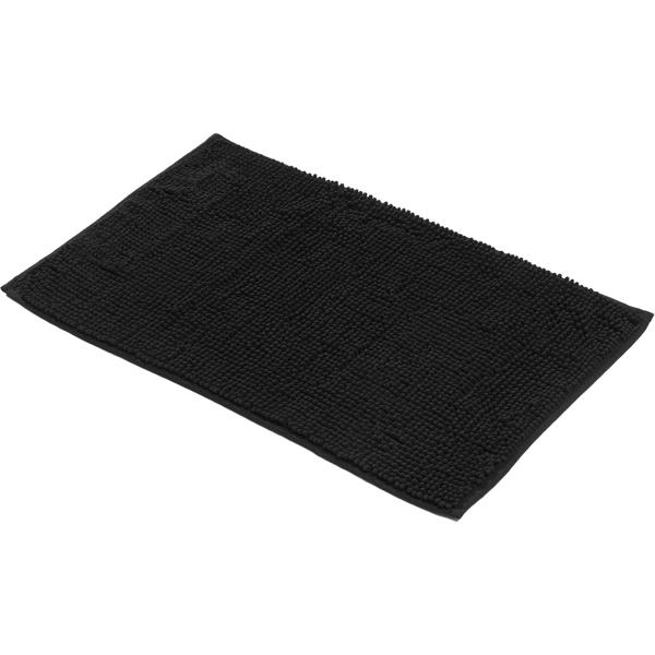 Tapis de salle de bains moelleux 75 x 45 cm noir – tapis de douche antidérapant avec texture douce en microfibre