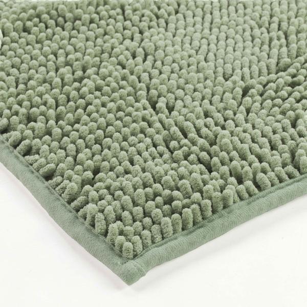 Tapis de salle de bains moelleux 75x45 cm vert – tapis de douche antidérapant avec douce structure en microfibre
