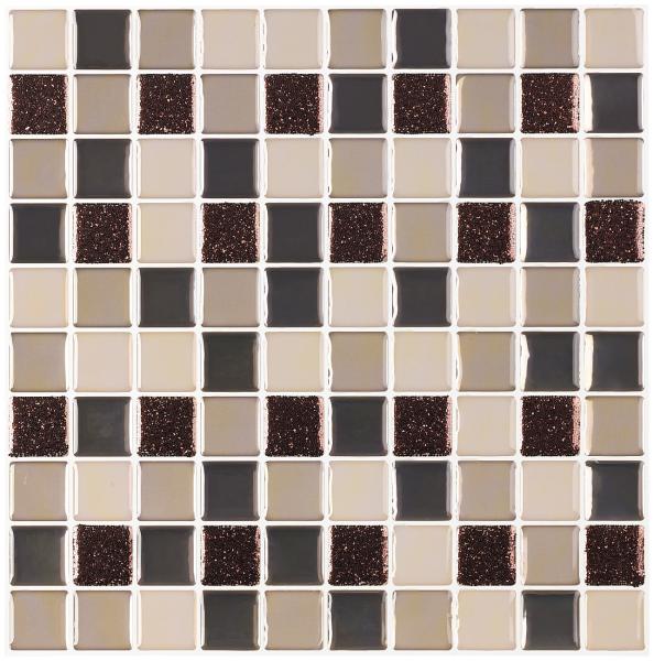 Autocollants décoratifs 3D (x3) - 26 x 26 cm - Mosaïque Brun/beige