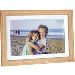 Digitaler Bilderrahmen in edlem Rahmen in heller Holzoptik mit App-Steuerung & weltweitem Bild-Upload, 10,1‘‘, für lebendige Erinnerungen