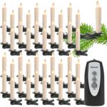 LED-Weihnachtsbaum-Kerzen 40er Set - Kabellos mit Fernbedienung & Timer (6h) - Warmweisser Flacker-Effekt - 10cm, Krokodilklemme, innen