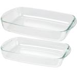 set di 2 casseruole in vetro, rettangolari, 2600 ml e 3600 ml