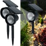 set di 2 faretti solari a LED con picchetto a terra, nero