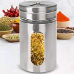 Épicière Élégante Acier Inoxydable 94 ml - Fenêtre de Contrôle, 3 Tailles de Trous pour Épices, Sels & Herbes Aromatiques - Pour Table & Cuisine