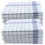 Torchons demi-lin de haute qualité : 50% lin-50% coton, carreaux bleus et blancs, 70x50cm, lavable à 95°C, Oeko-Tex - sans traces &amp; sans peluches
