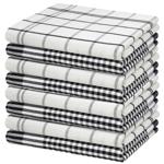 Torchons de cuisine (Lot de 8) - 100% Coton Absorbant - 70x50 cm Noir et Blanc à Carreaux - Lavable 95°C OEKO-TEX Standard 100