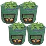 4er-Set 43 Liter Pflanzsack mit Erntefenster, Ø 35x45cm, Tragegriffe, 7 Drainagelöcher, wiederverwendbar, ideal für Gemüse & Pflanzen