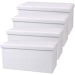 set di 4 cassapanche pieghevoli per 2 persone, bianco, finta pelle