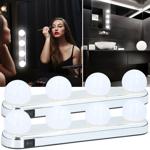 2er-Set LED-Lampe für Kosmetikspiegel – 4 helle kaltweisse Birnen für Make-up & Gesichtspflege – Batteriebetrieben, flexibel, mit 2 Saugnäpfen