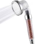 Pomme de douche bien-être à économie d’eau avec filtre - 26 x Ø 9 cm, en acier inoxydable avec pierres filtrantes - réduit le calcaire, respecte la peau, régule le pH