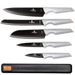 Professionelles 5-tlg. Profi Küchenmesser Set Grau-Schwarz mit Magnetleiste: Scharfe Klingen für präzises Schneiden, ergonomisch, robust & stilvoll für jede Küche