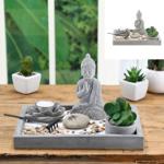 Set da giardino zen con portacandele e figura di Buddha, 9 pezzi, rettangolare