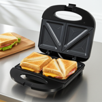 Hitzebeständiger Sandwichmaker für 2 Grill-Sandwiches, 750 W, Antihaftbeschichtung, schwarz/silber, rutschfest, robust