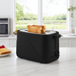 Kompakter 2-Scheiben Toaster mit 7 Röststufen und Brötchenaufsatz, 700 Watt, elegantes matt schwarz, Krümelschublade