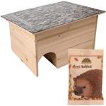 Abri pour hérissons en kit avec nourriture – abri résistant aux intempéries pour l’été et l’hiver – sert toute l’année dans le jardin
