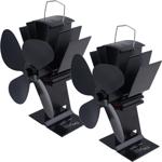 2er-Set Stromloser Kaminventilator Schwarz - 4 Lüfterblätter für effiziente Wärmeverteilung - Startet ab 65°C, bis 345°C - Geräuscharm & energieeffizient