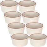 Elegante Back- und Soufflé-Förmchen, 8er-Set, beige, 290 ml, Ideal für cremige Crème brûlée, Aufläufe & mehr, hitzebeständig & vielseitig einsetzbar