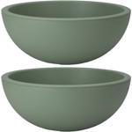 Set de 2 jardinières vertes rondes - Pot de fleurs élégant Ø 40 cm - Intérieur/extérieur - Plastique 90% recyclé/100% recyclable