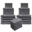 32-teiliges Handtuch-Set Frottee - Flauschig weich, saugstark & langlebig - 100% Baumwolle, 500g/m², anthrazit - Waschbar 60°, trocknergeeignet