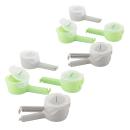 8er-Set Verschlussclips mit Ausgabedüse für Beutel und Tüten - Wiederverschliessbar - Für Lebensmittel, Papier/Kunststoff - Grau/Grün/Durchsichtig