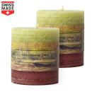 set di 2 candele a colonna fatte a mano, bella luce in paraffina 100%, terra, 70 x 75 mm