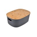 Contenitore con coperchio, organizer in plastica e bambù, 27 x 22,5 x 15,5 cm