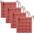 Stuhlkissen mit Bändchen 2 farbig zum Wenden, 4er-Set, terracotta / hellgrau, 40 x 40 cm