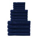 Handtuchset 12-teilig - Navy-Blau, 100% Baumwolle, 500 g/m² - Kuschelweich, saugstark & schnelltrocknend - 4 Gäste-, 4 Hand- & 4 Badetücher - Waschbar 60°