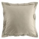 Taie d‘oreiller en coton bio, housse de coussin avec bordure décorative, taupe, 63 x 63 cm