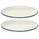 Porzellanteller 2er-Set rund - Eleganter Teller mit blauem Rand - Zeitloses Porzellan weiss/blau - Ø 20,5 cm - Für exquisite Tischkultur & Geschenk